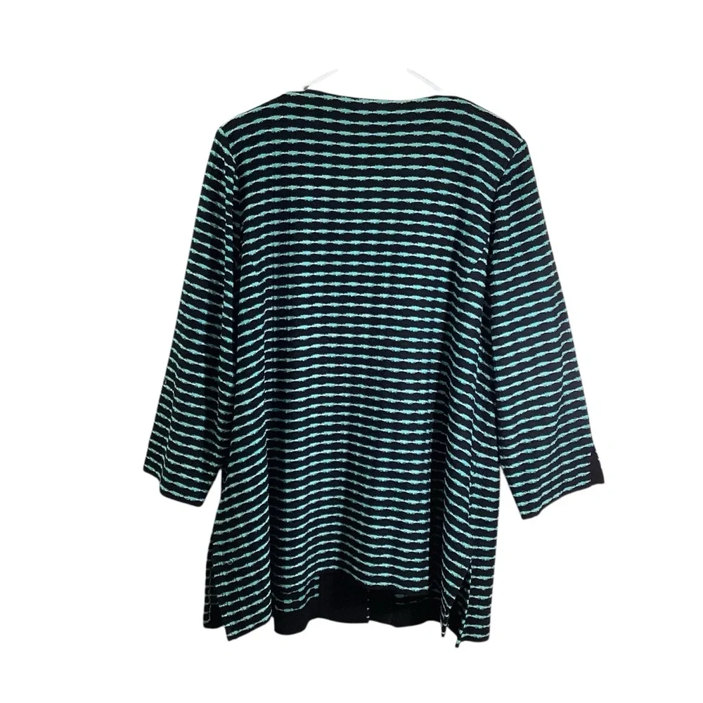 Misook Black and Teal Knit Cardigan Sweater - Picture 4 of 8